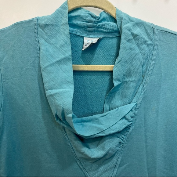 CMC Color Me Cotton Women’s Sweatshirt Size Small Teal Blue Cowl Neck Laganlook - Picture 4 of 9